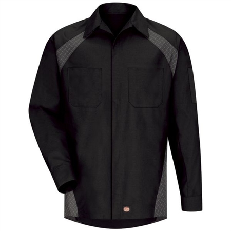 WORKWEAR OUTFITTERS Men's Long Sleeve Diamond Plate Shirt Black SY16BD-RG-XXL